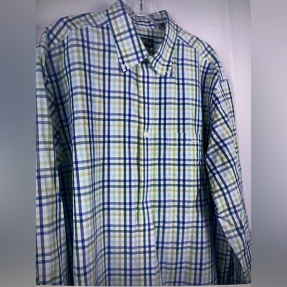 Orvis Men’s 100% Cotton Plaid Button Up Shirt Blue Green Size L - Picture 3 of 9